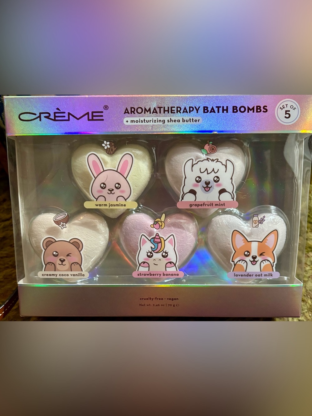 Crème Aromatherapy Heart Bath Bombs - Pink & White - Set of 5